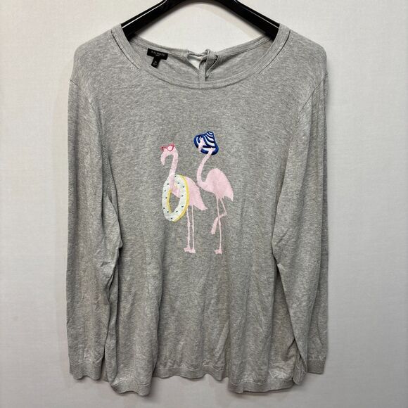 Talbots Women Pullover Knit Sweater Size 3X Flamingo Embroidered C045 -5 - Picture 1 of 15
